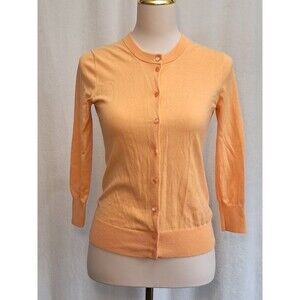 J.Crew 100% Cotton Button Up Clare Cardigan Sweater Orange EUC Size S